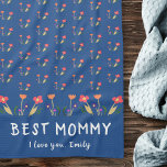 Blue Best Mom Flower Pattern Drawing Mother`s Day Kitchen Towel<br><div class="desc">Cute Blue Best Mom Flower Pattern Drawing Mother`s Day kitchen towel. Hand-drawn flower pattern in beautiful summer colors on a navy blue background. Create your own personal gift for a mother on Mother`s Day,  birthday or Christmas and add your name.</div>