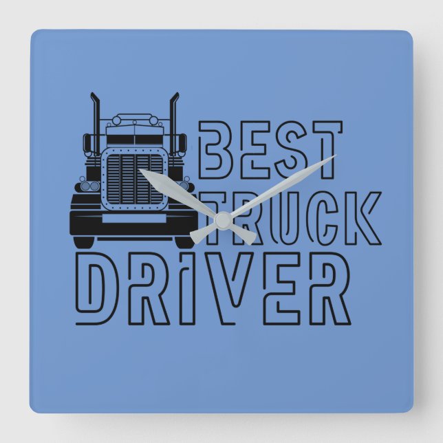 Blue Best Truck Driver Carrier Square Wall Clock (Front)