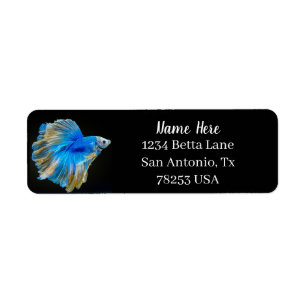 Blue Betta Fighting Fish Return Address Label
