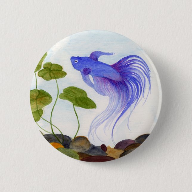 Blue Betta Fish Button (Front)