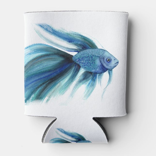 Blue Betta Fish Can Cooler (Front)