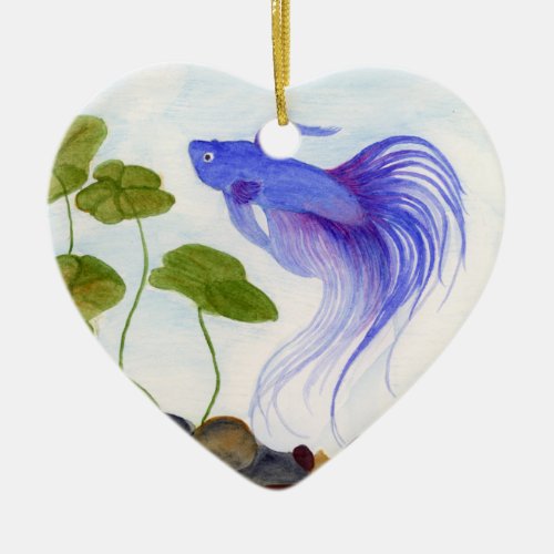 Blue Betta Fish Ceramic Ornament