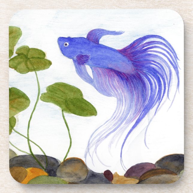 Blue Betta Fish Coaster (Front)