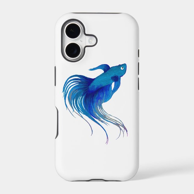 Blue Betta Fish Iphone Case (Back)