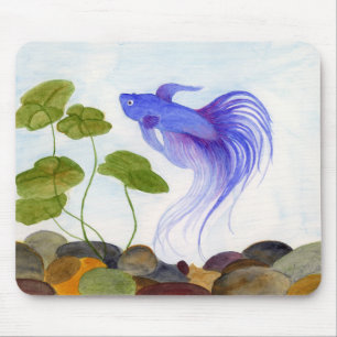 Blue Betta Fish Mouse Pad