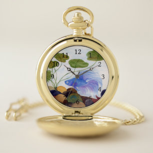 Blue Betta Fish Pocket Watch
