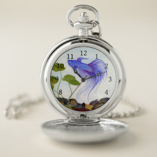 Blue Betta Fish Pocket Watch