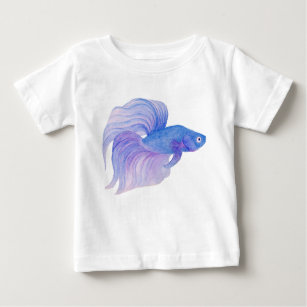 Blue Betta Fish Watercolor Baby T-Shirt