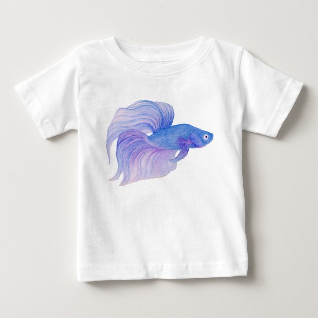 Blue Betta Fish Watercolor Baby T-Shirt (Front)