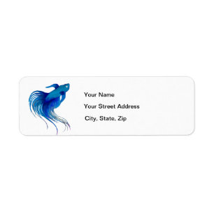 Blue Betta Fish Watercolor Label
