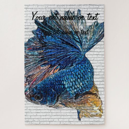 Blue Betta Splendens Siamese Fighting Fish _ Bric Jigsaw Puzzle