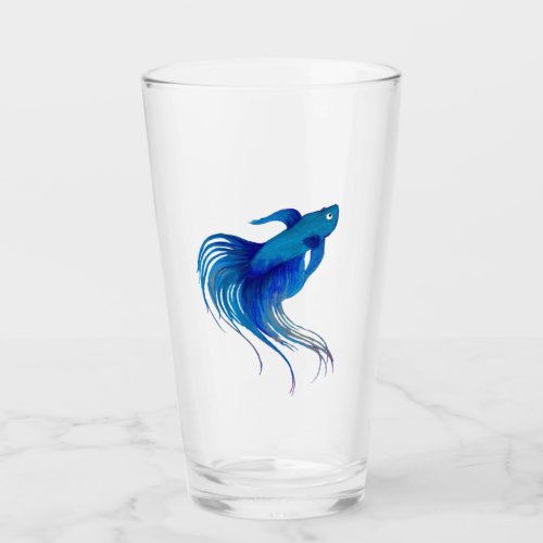 Blue Betta Watercolor Glass