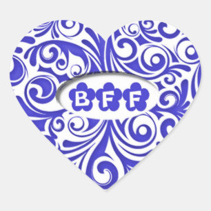 Blue BFF Heart Stickers