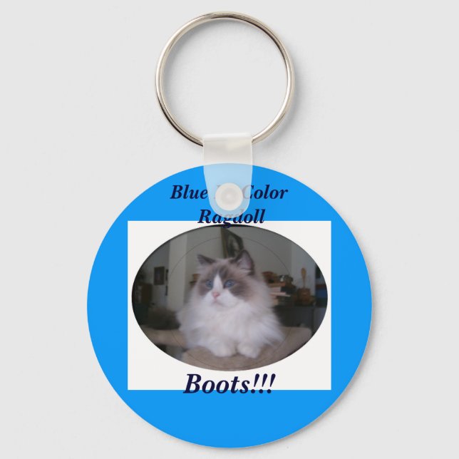 Blue Bi-Color Ragdoll Cat Keychain (Front)