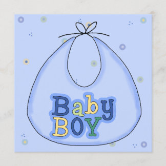 Blue Bib Baby Boy Shower Invitation