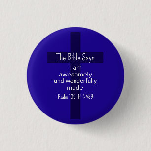 Blue Bible Affirmation Encouragement Christian Button