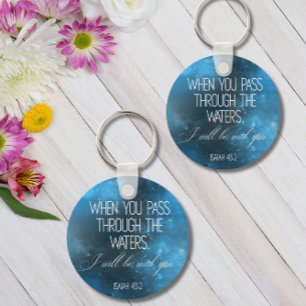 Blue Bible verse Round Blue Keychain