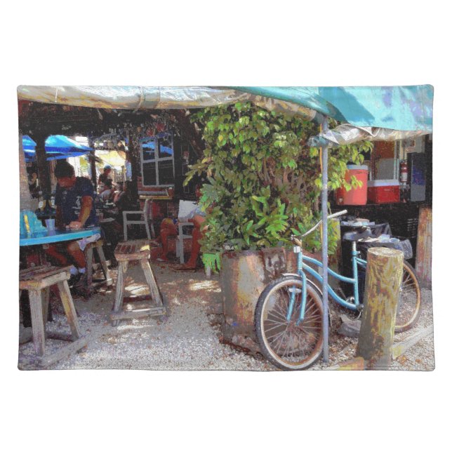 Blue Bicycle Cloth Placemat (Front)