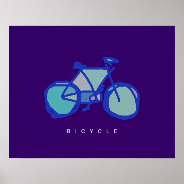 blue bicycle decorative print (Front)