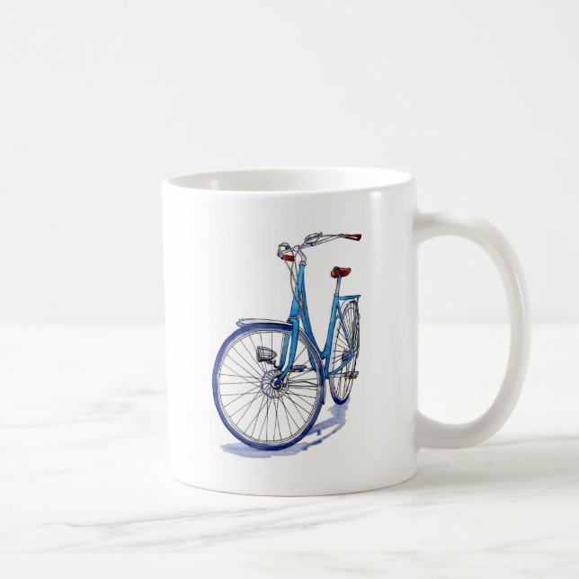 Blue bicycle drawing coffee mug (Right)