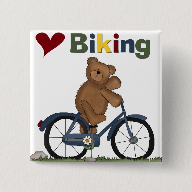Blue Bicycle I Love Biking Tshirts and Gifts Button (Front)