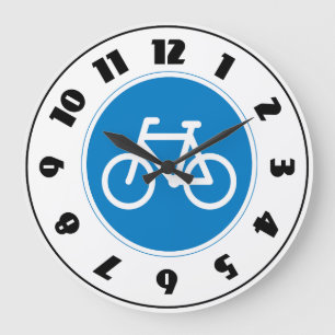 Blue Bicycle Lane Sign Cycling Road Symbol Large Clock