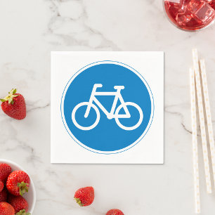 Blue Bicycle Lane Sign Cycling Road Symbol Napkins