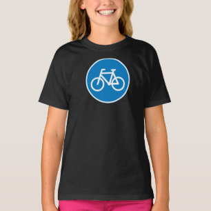 Blue Bicycle Lane Sign Cycling Road Symbol T-Shirt