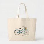 Blue Bicycle Large Tote Bag