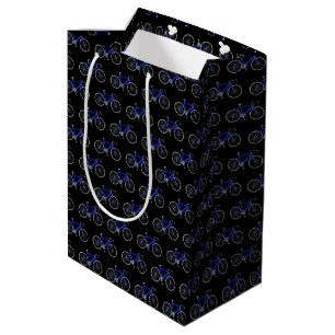 blue bicycle on black medium gift bag