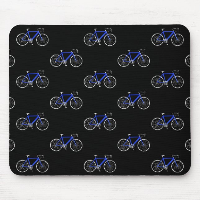 blue bicycle on black mouse pad (Front)