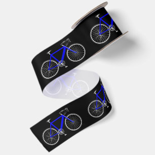 Blue Bicycle on Black Satin Ribbon