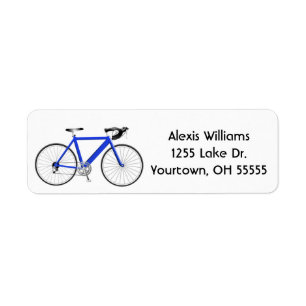 blue bicycle on white label