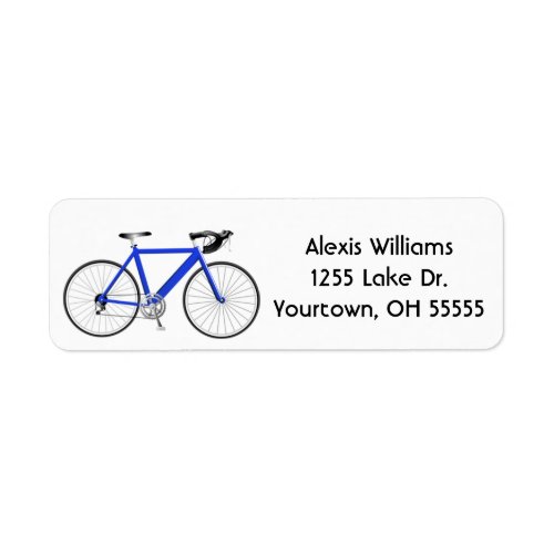 blue bicycle on white label