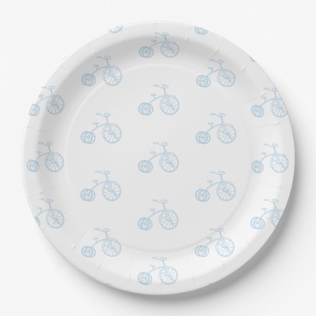 Blue Bicycle Paper Plates (Front)