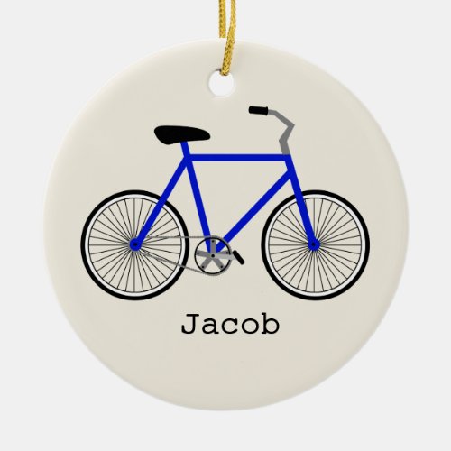 Blue Bicycle Personalized Ornament