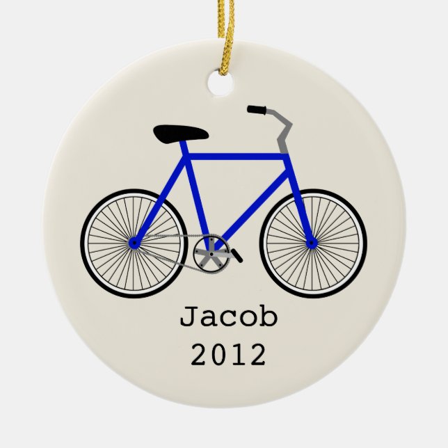 Blue Bicycle Personalized Ornament (Front)