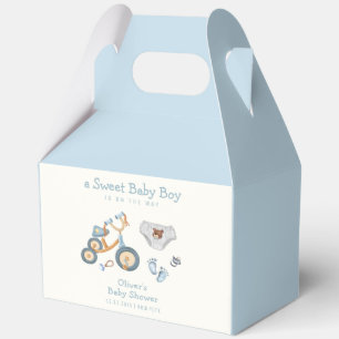 Blue Bicycle Teddy Bear Toys Nursery Baby Shower Favor Boxes