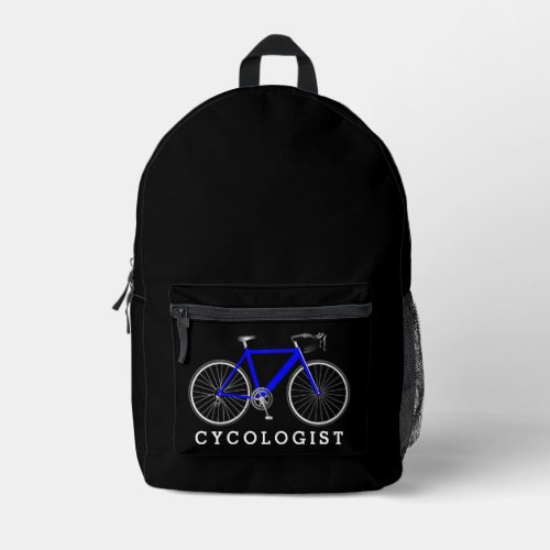 Blue Bicycle With Cycologist Text Printed Backpack