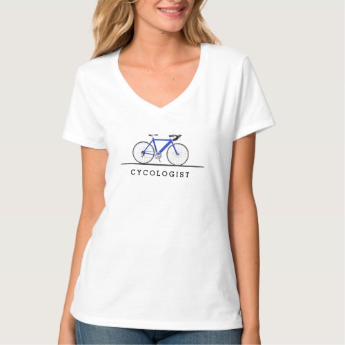 blue bicycle with cycologist text T_Shirt