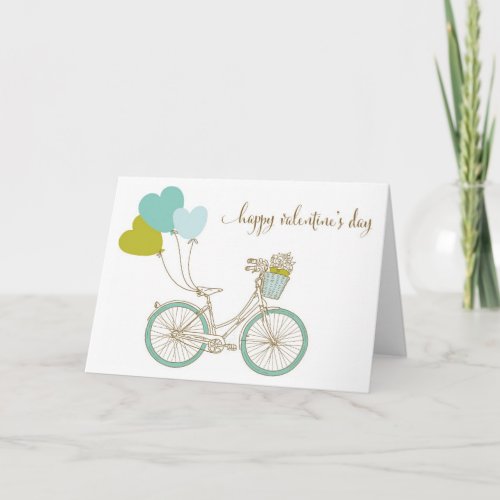 BLUE BICYCLES AND BALLOONS VALENTINES DAY CARD