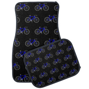 Blue Bicycles On Black Car Floor Mat