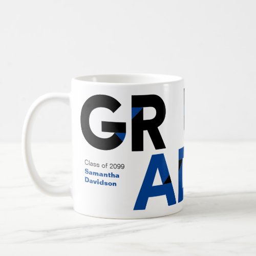 Blue Big Bold Angle_Cut Letters Graduation Coffee Mug