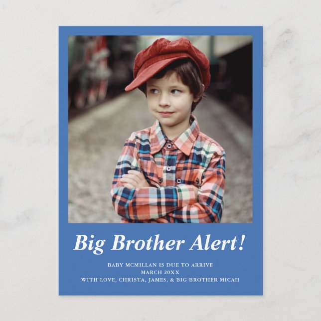 Blue Big Brother Photo Pregnancy Announcement (Front)