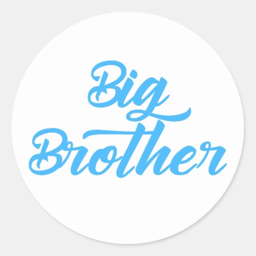 Blue Big Brother sibling Typography Classic Round Sticker