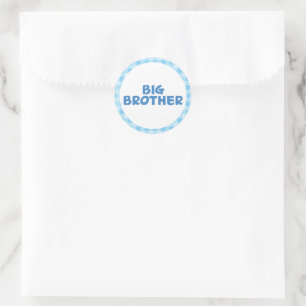 Blue Big Brother sibling Typography Classic Round Sticker