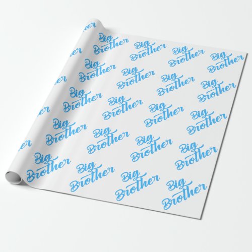 Blue Big Brother sibling Typography Wrapping Paper