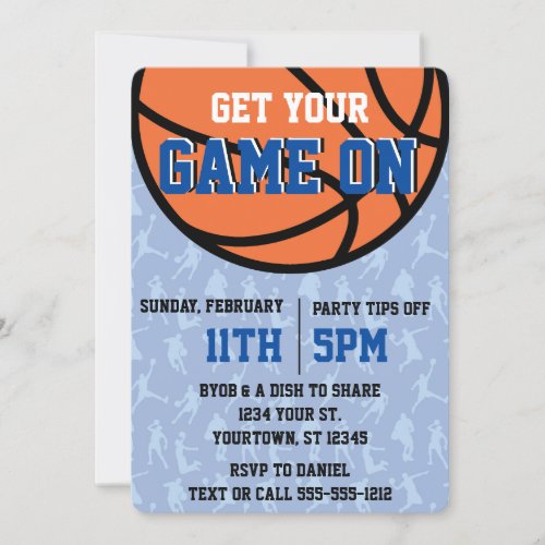 Blue Big Game College Basketball Watch Party Invitation