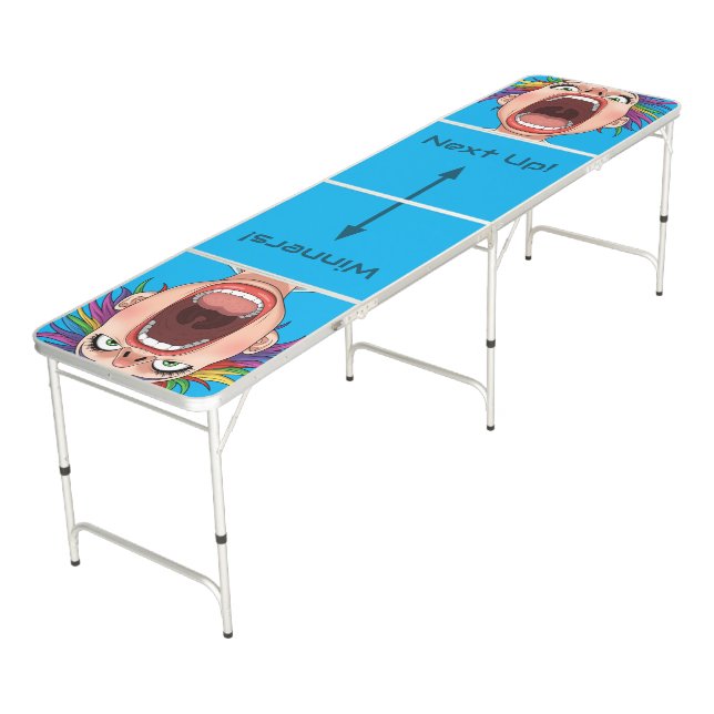 Blue Big mouth illustration Pong Table (Angled)