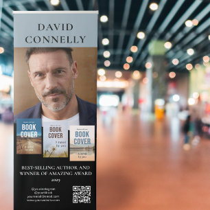 Blue Big Photo & Three Covers Author Book Launch Retractable Banner